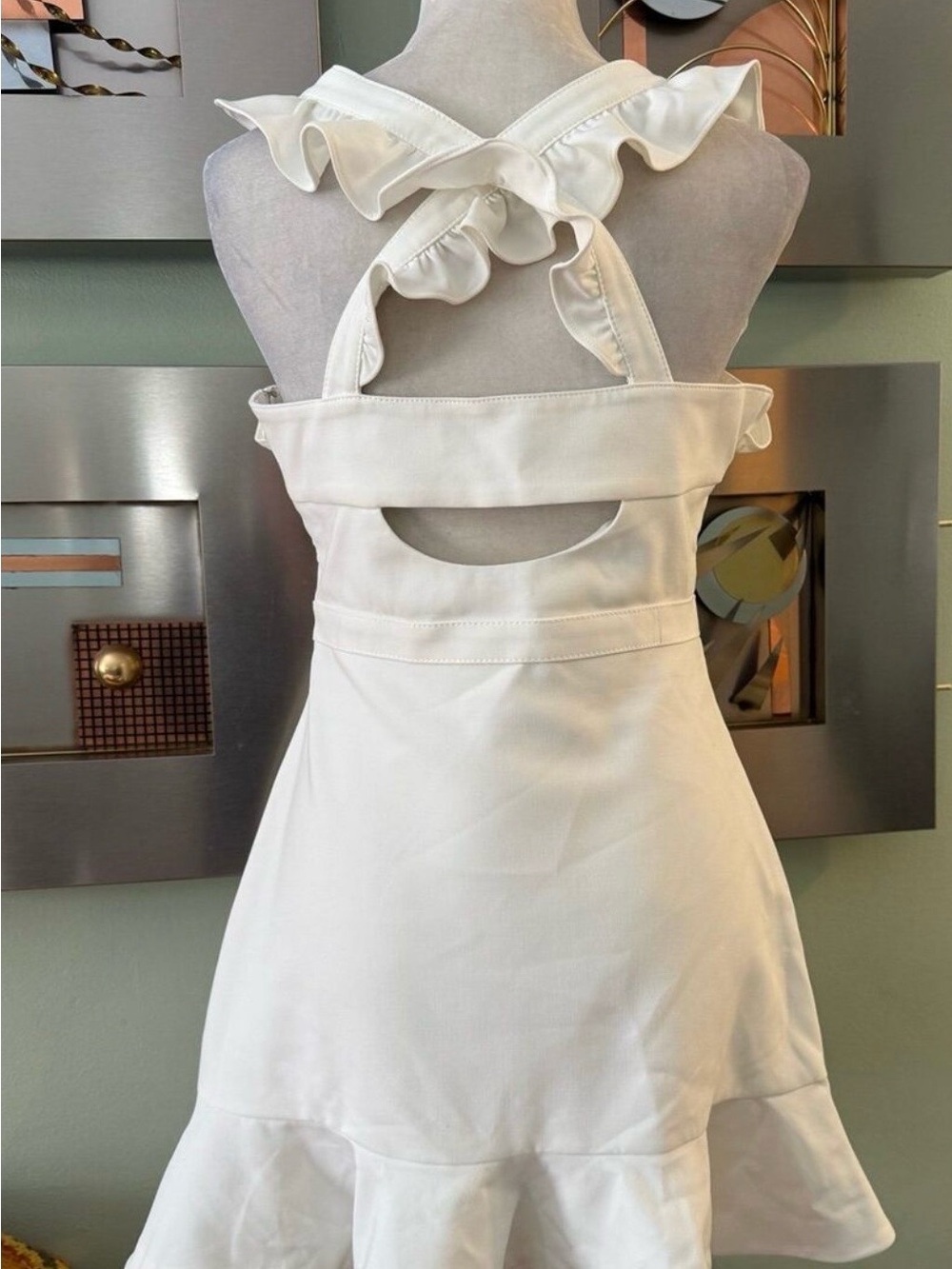 Likely White Ruffle-Shoulder Mini Dress - Picture 6 of 8